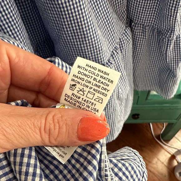 Peach Love Miss Americana Blue Gingham Dress NWT - Picture 8 of 8